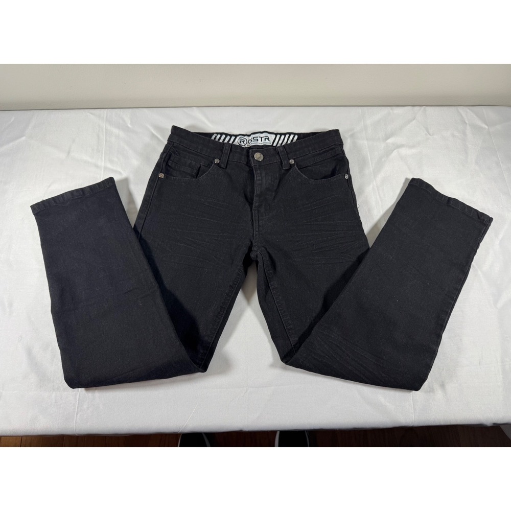 GSTR Black Denim Straight Leg Jeans Women Size 10 Stretch Cotton Blend